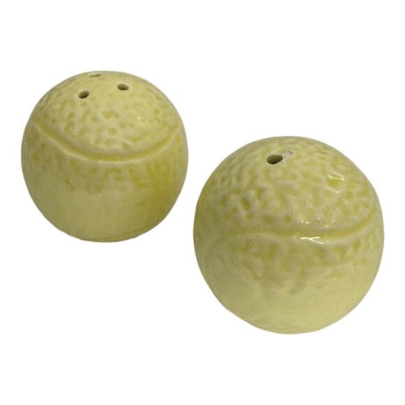 Vintage Ceramic Yellow Tennis Balls Salt and Pepper Shaker Set - Picture 5 of 7